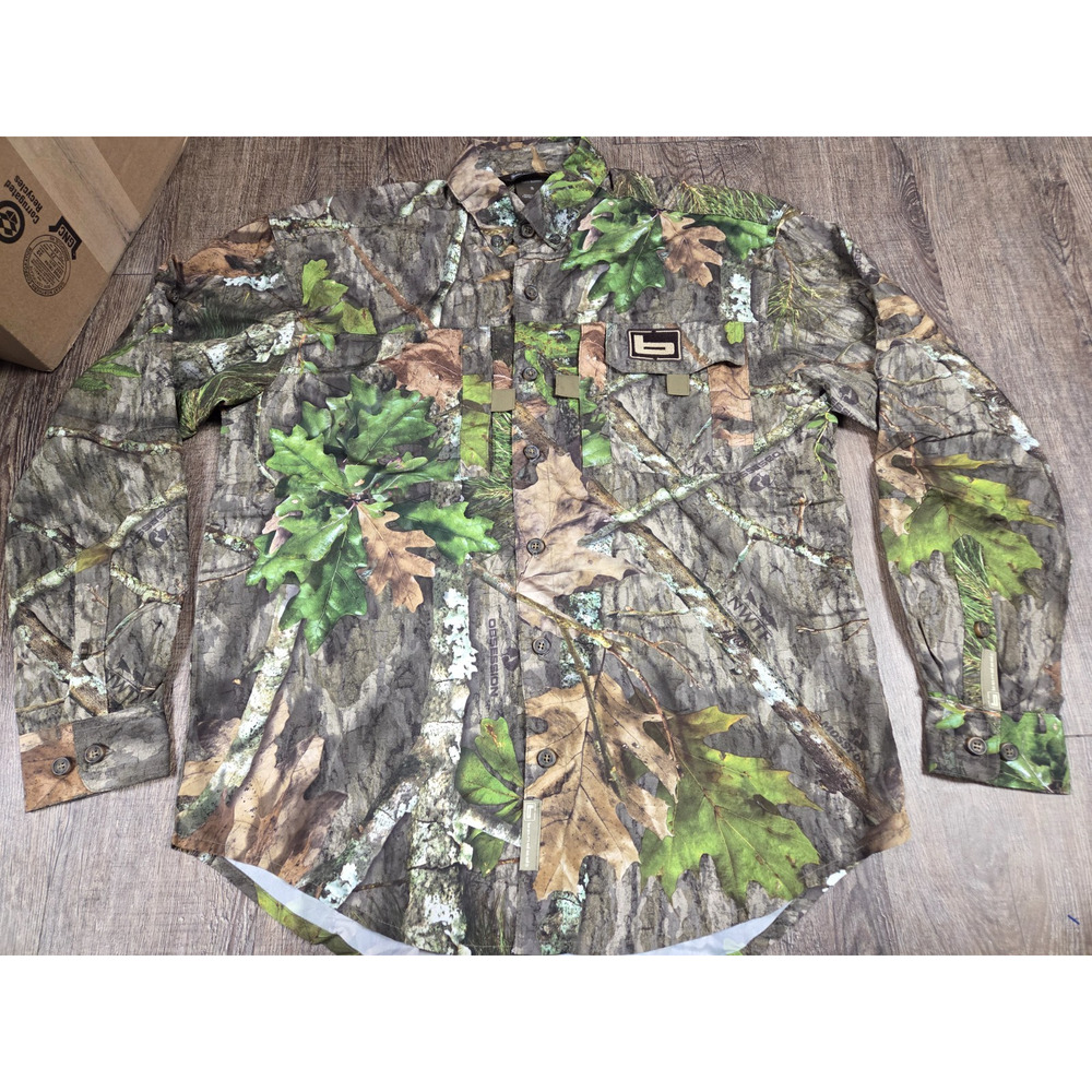 Banded Vented Long Sleeve Button Front Hunting Camo Shirt Obsession Print Small